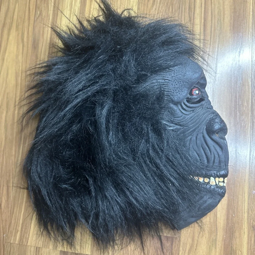 Gorilla Halloween Adult Mask Ape Monkey Mask Rubber Kong Teeth Fangs Costume